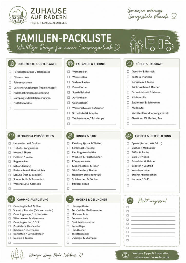 Packliste Wohnmobil